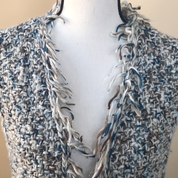 Chico's Long Knit Sweater Vest with Fringe - Picture 2 of 14